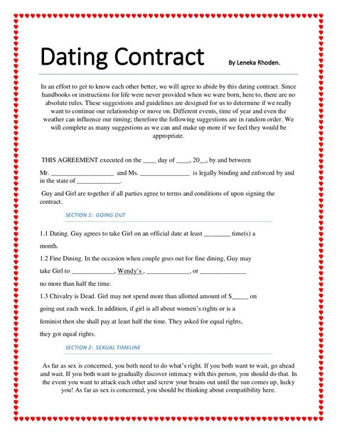 dating agreement form